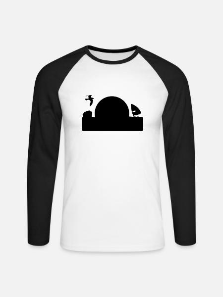 Heringsdorf - Unisex Baseballshirt langarm - Weiß/Schwarz