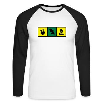 Martinique / 972 / Caraïbes / Martiniquais - Unisex Long Sleeve Baseball T-Shirt - white/black - Front - Nik (191cm)