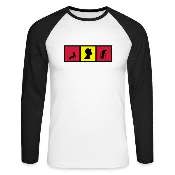 spéléologue / spéléologie / spéléo / alpiniste - T-shirt baseball manches longues Homme - blanc/noir - Devant - Nik (191cm)