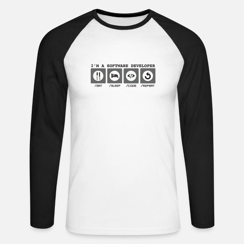 I'm a Software Developer - Softwareentwicklerin - Unisex Baseballshirt langarm - Weiß/Schwarz
