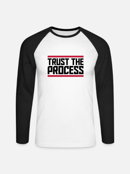 trust the process Zitat - Unisex Baseballshirt langarm - Weiß/Schwarz