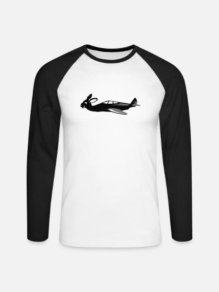 Bunny Air lentävä pupu levisi VECTORGRAPHIC - Miesten pitkähihainen baseballpaita - valkoinen/musta