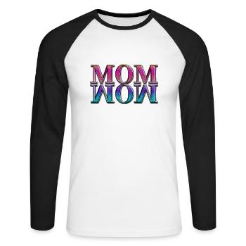 Mama Mom Wow Mothers Day Funny Cute Family Mother - Unisex Long Sleeve Baseball T-Shirt - white/black - Front - Nik (191cm)