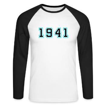 1941 Year Birthday - Unisex Long Sleeve Baseball T-Shirt - white/black - Front - Nik (191cm)
