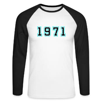 1971 Year Birthday - Unisex Long Sleeve Baseball T-Shirt - white/black - Front - Nik (191cm)