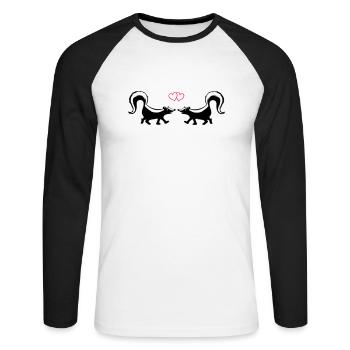 Amour Skunk - T-shirt baseball manches longues Homme - blanc/noir - Devant - Nik (191cm)