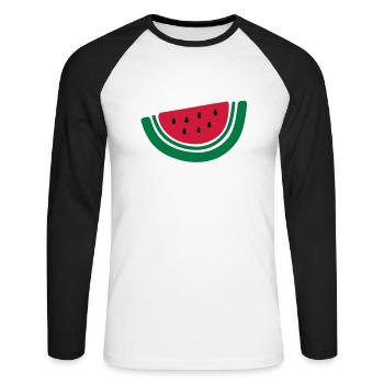 demi pastèque fruits-2 - T-shirt baseball manches longues Homme - blanc/noir - Devant - Nik (191cm)