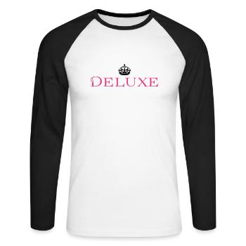 Deluxe Luxus Baby - Unisex Baseballshirt langarm - Weiß/Schwarz - Vorne - Nik (191cm)