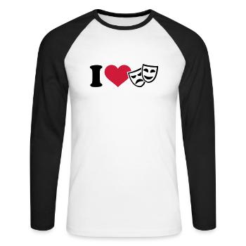 Theater - Unisex Baseballshirt langarm - Weiß/Schwarz - Vorne - Nik (191cm)
