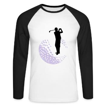 Golf - Golfer - Unisex Baseballshirt langarm - Weiß/Schwarz - Vorne - Nik (191cm)