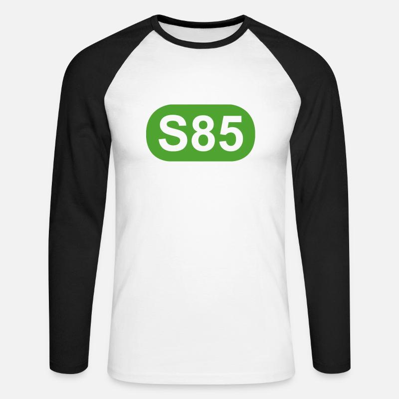 S-Bahn Berlin S85 - Unisex Baseballshirt langarm - Weiß/Schwarz