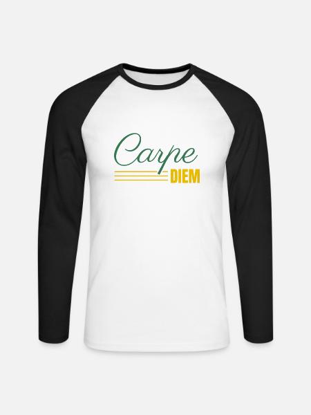 Carpe DIEM - Unisex Baseballshirt langarm - Weiß/Schwarz