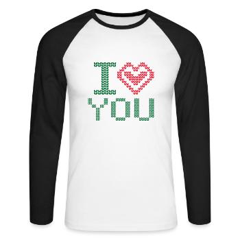 i love you with heart - Unisex Baseballshirt langarm - Weiß/Schwarz - Vorne - Nik (191cm)