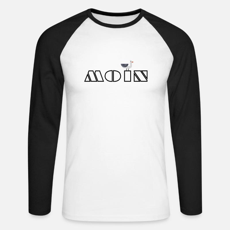 moin moewe 3a - Unisex Baseballshirt langarm - Weiß/Schwarz