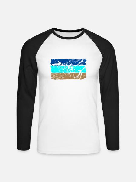 Drapeau de Traithlon - T-shirt baseball manches longues Homme - blanc/noir