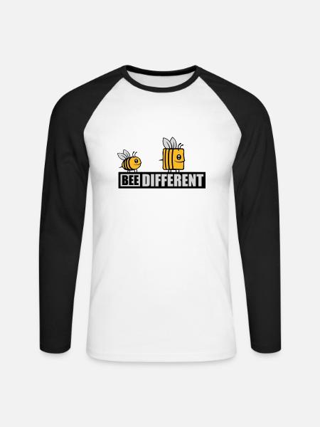 bee different saying quote - Unisex Long Sleeve Baseball T-Shirt - white/black