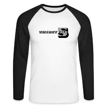 35e anniversaire Idées cadeaux pour lui Chemise homme - T-shirt baseball manches longues Homme - blanc/noir - Devant - Nik (191cm)