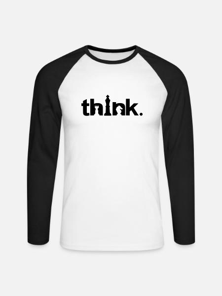 THINK - Unisex Long Sleeve Baseball T-Shirt - white/black