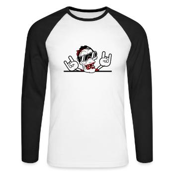 DJ Zombie Mort-vivant Horreur Halloween Fête Célébrations - T-shirt baseball manches longues Homme - blanc/noir - Devant - Nik (191cm)