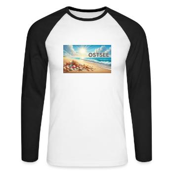 Ostsee - Unisex Baseballshirt langarm - Weiß/Schwarz - Vorne - Nik (191cm)