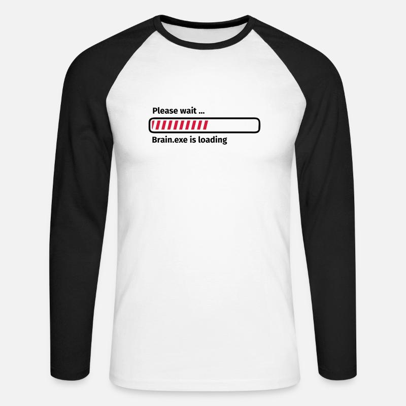 Please wait brain.exe is loading - Unisex Baseballshirt langarm - Weiß/Schwarz
