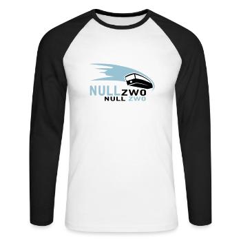 0202 - 10cm x 6cm - Unisex Baseballshirt langarm - Weiß/Schwarz - Vorne - Nik (191cm)