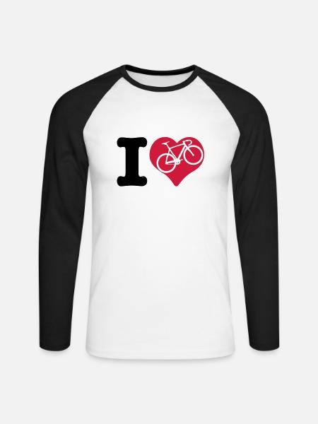i love cycling - Unisex Baseballshirt langarm - Weiß/Schwarz