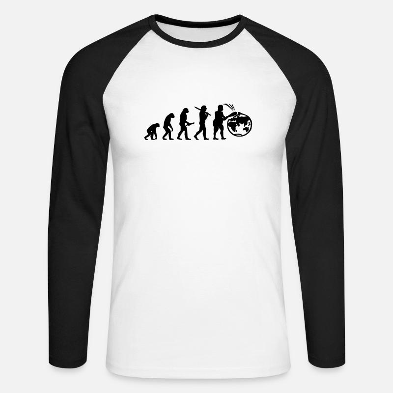 Evolution planete terre monde évolution - T-shirt baseball manches longues Homme - blanc/noir