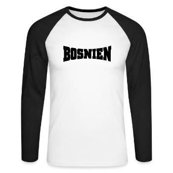 Bosnie logo - T-shirt baseball manches longues Homme - blanc/noir - Devant - Nik (191cm)