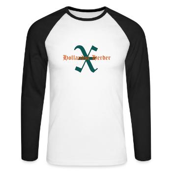 Schriftzug X-Hollandse Herder - Unisex Baseballshirt langarm - Weiß/Schwarz - Vorne - Nik (191cm)