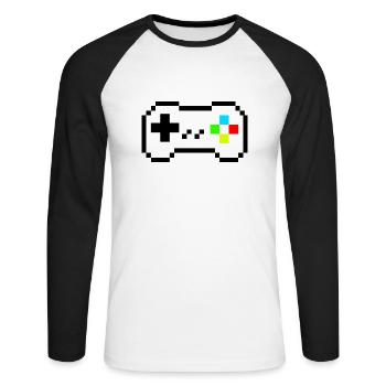 Contrôle des pixels - T-shirt baseball manches longues Homme - blanc/noir - Devant - Nik (191cm)