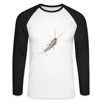 Poissons argentés, Lepisma saccharina, silverfish - T-shirt baseball manches longues Homme - blanc/noir - Devant - Nik (191cm)