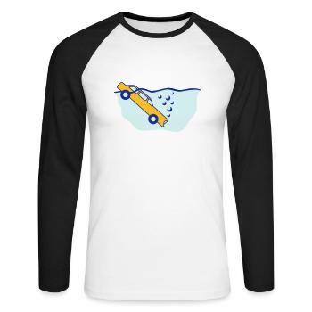 Diving Car - Unisex Baseballshirt langarm - Weiß/Schwarz - Vorne - Nik (191cm)