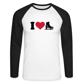 I love Schlittschuh - Unisex Baseballshirt langarm - Weiß/Schwarz - Vorne - Nik (191cm)