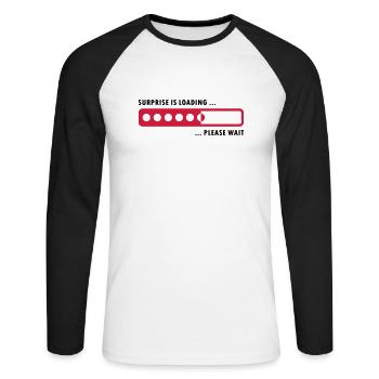 surprise is loading - Unisex Long Sleeve Baseball T-Shirt - white/black - Front - Nik (191cm)