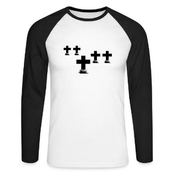 rip_1_f1 - Unisex Baseballshirt langarm - Weiß/Schwarz - Vorne - Nik (191cm)