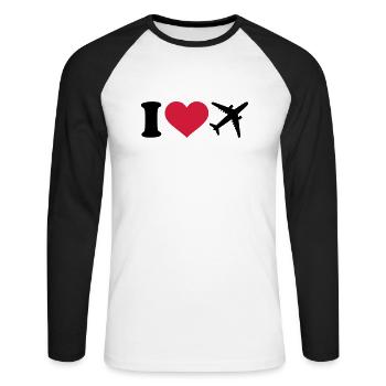 I love Avion - T-shirt baseball manches longues Homme - blanc/noir - Devant - Nik (191cm)