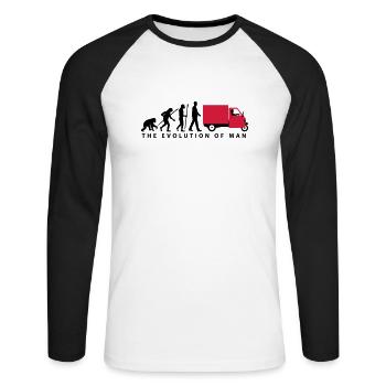 evolution_of_man_Piaggio Ape_092014_b_2c - Unisex Baseballshirt langarm - Weiß/Schwarz - Vorne - Nik (191cm)