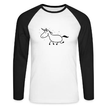 licorne drôle - T-shirt baseball manches longues Homme - blanc/noir - Devant - Nik (191cm)