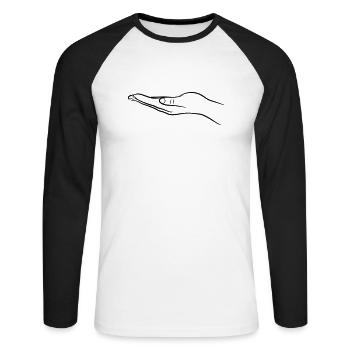 Hand offen nehmen - Unisex Baseballshirt langarm - Weiß/Schwarz - Vorne - Nik (191cm)