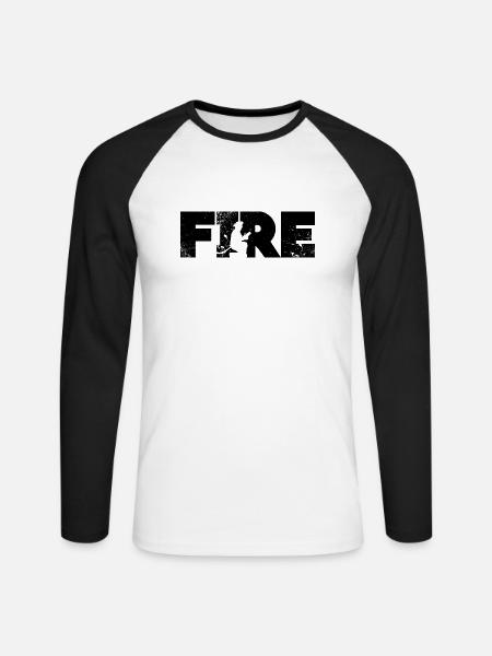 Firefighter In Action - Unisex Baseballshirt langarm - Weiß/Schwarz