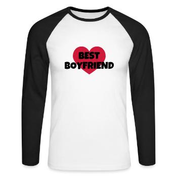 Amour / Saint Valentin / Coeur / Bébé / Love - T-shirt baseball manches longues Homme - blanc/noir - Devant - Nik (191cm)