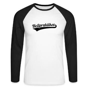 Heilpraktiker - Unisex Baseballshirt langarm - Weiß/Schwarz - Vorne - Nik (191cm)
