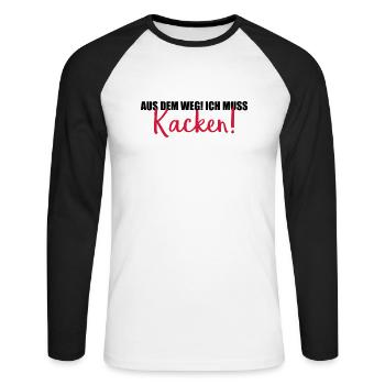 aus dem weg kacken - Unisex Baseballshirt langarm - Weiß/Schwarz - Vorne - Nik (191cm)