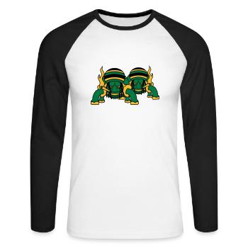 2 freunde team paar kiffer kiffen hanf w - Unisex Baseballshirt langarm - Weiß/Schwarz - Vorne - Nik (191cm)