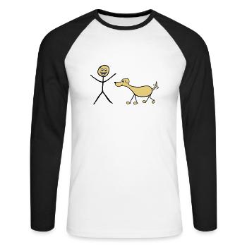 Ich und Hund - Unisex Baseballshirt langarm - Weiß/Schwarz - Vorne - Nik (191cm)