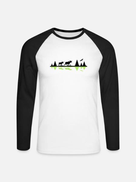 Landschaft - Schweden, Norwegen - Unisex Baseballshirt langarm - Weiß/Schwarz