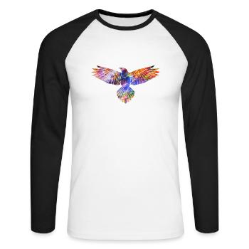 Eagle abstract geometric silhouette - Unisex Long Sleeve Baseball T-Shirt - white/black - Front - Nik (191cm)