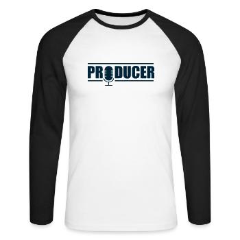 Produzent - Unisex Baseballshirt langarm - Weiß/Schwarz - Vorne - Nik (191cm)