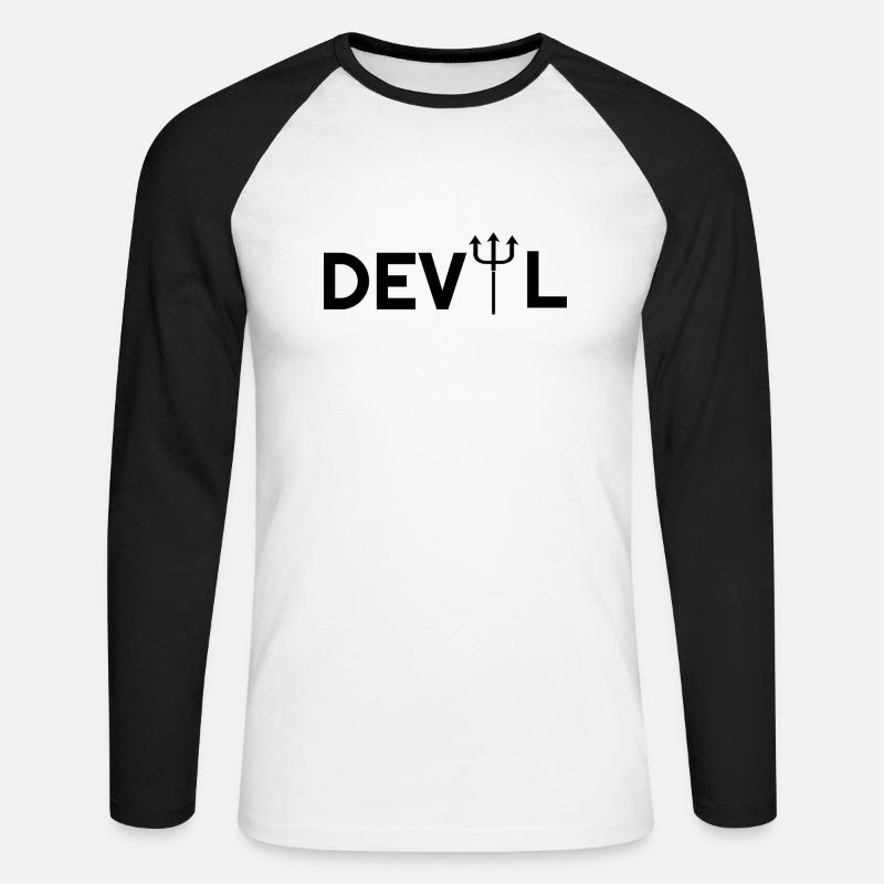 A Little Devil, Devil, Devil hoodies, Devil t shir - Unisex Long Sleeve Baseball T-Shirt - white/black